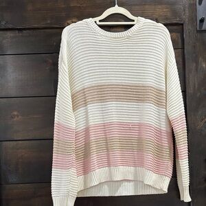 Striped Cream and Pink Women's Sweater
